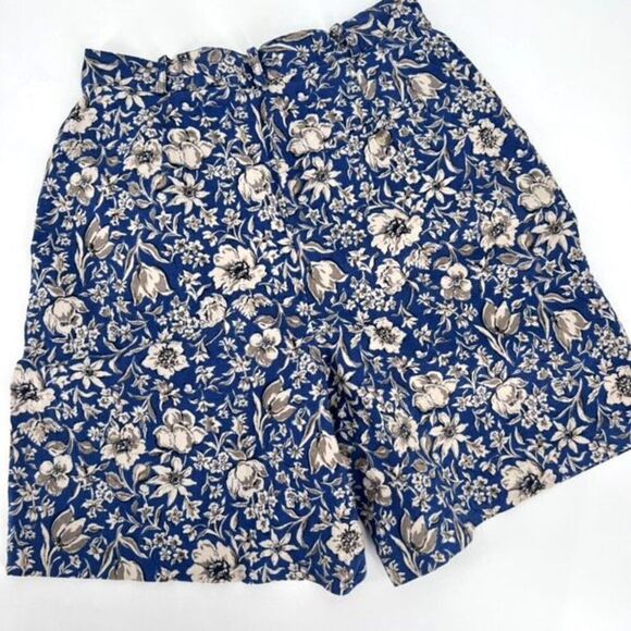 Talbots Women's Blue Vintage Floral Hi-Rise Linen Blend Shorts Size 6 - Picture 2 of 8